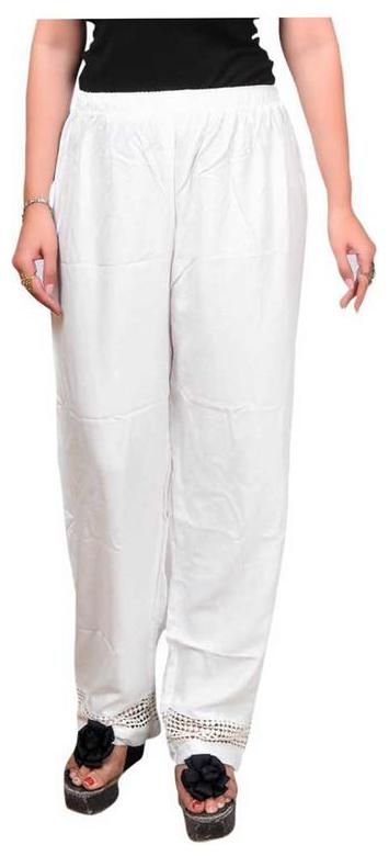 

RZLECORT Women Rayon White Palazzos