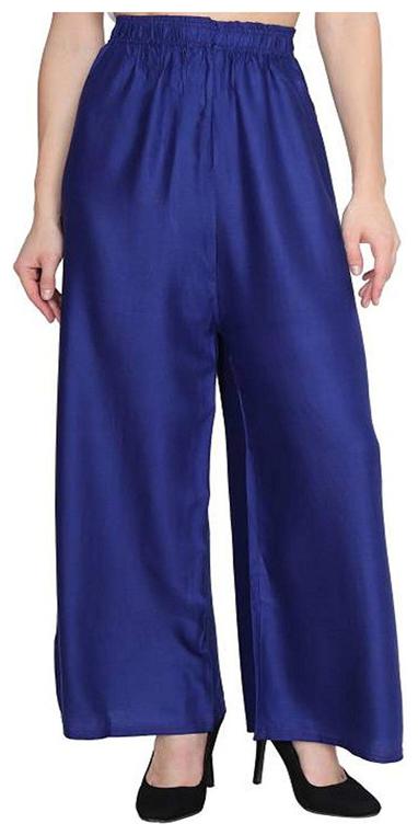

RZLECORT Navy Blue Solid Straight Palazzo