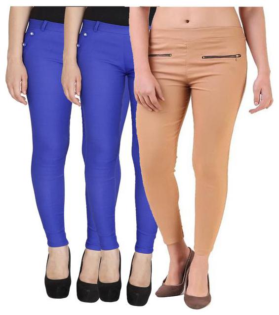 

RZLECORT Women Blue Beige Straight fit Jegging