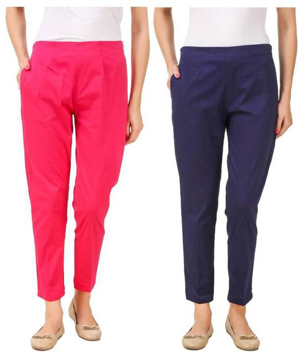 

RZLECORT Women Pink Blue Regular fit Regular trousers