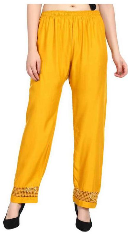 

RZLECORT Women Rayon Yellow Palazzos