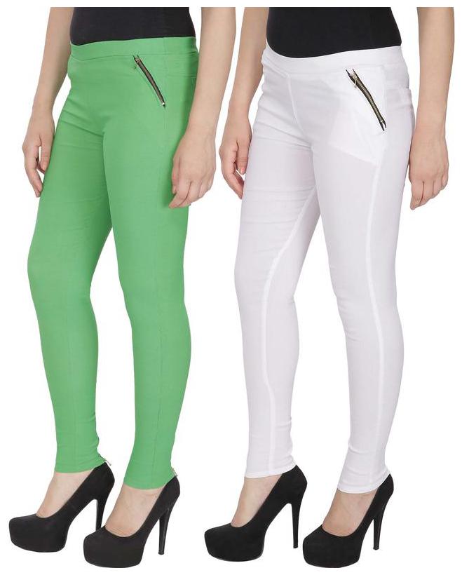 

RZLECORT Women Green White Straight fit Jegging