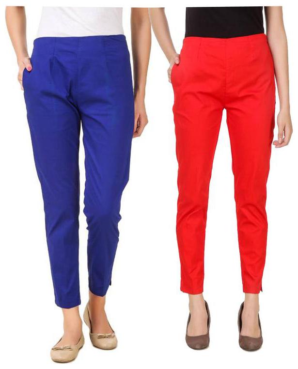 

RZLECORT Women Blue Red Regular fit Regular trousers
