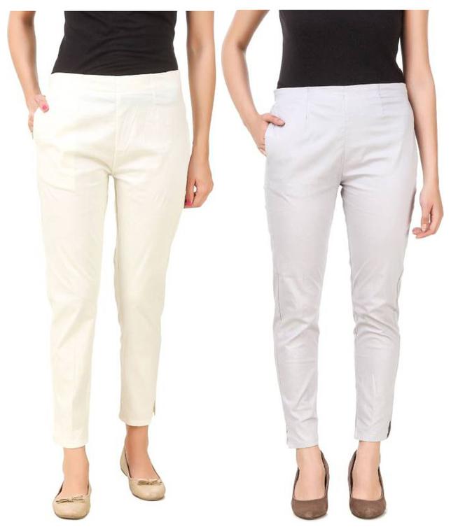 

RZLECORT Women White Regular fit Regular pants