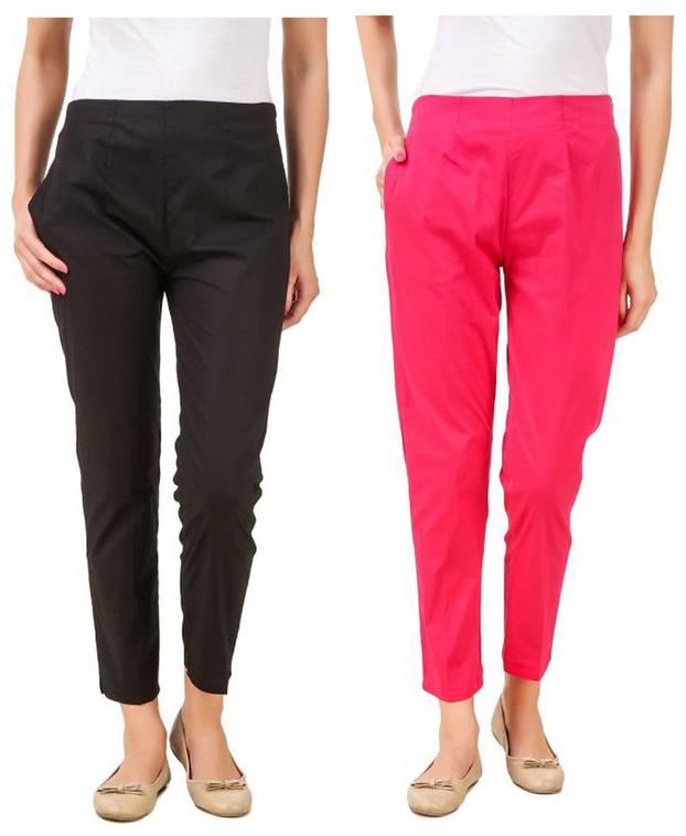 

RZLECORT Women Black Pink Regular fit Regular pants