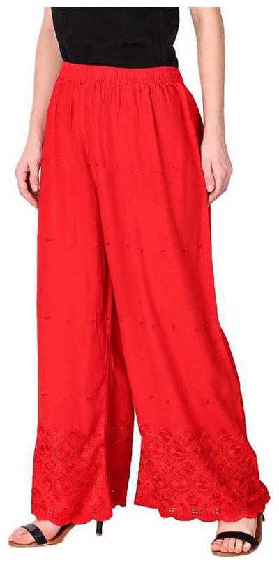

RZLECORT Women Rayon Red Palazzos