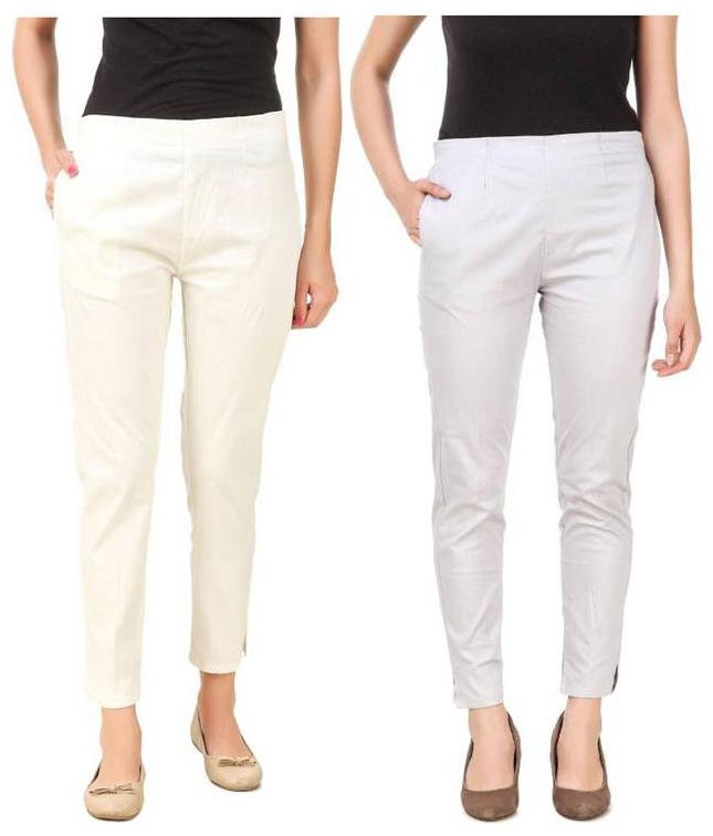 

RZLECORT Women White Regular fit Regular trousers