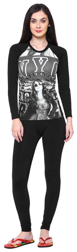 

RZLECORT Women Printed Regular top - Black Grey