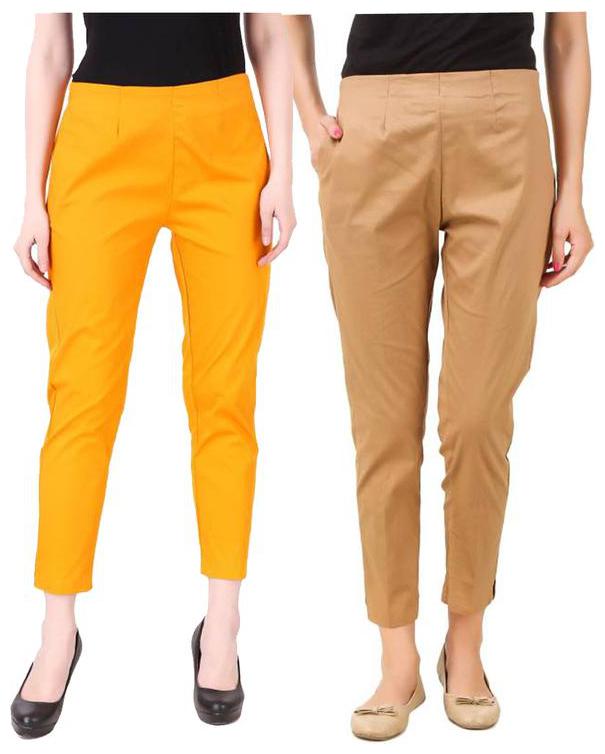 

RZLECORT Women Yellow Beige Regular fit Regular trousers