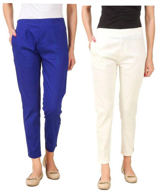 

RZLECORT Women Blue White Regular fit Regular trousers