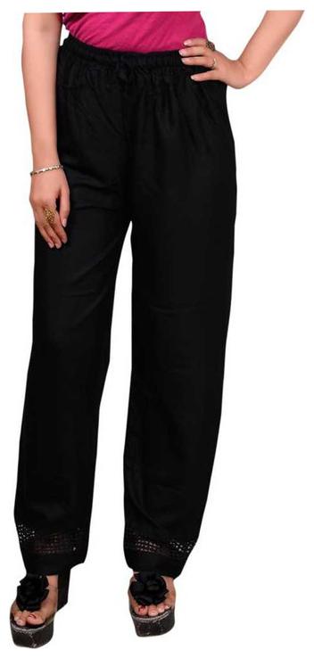 

RZLECORT Black Solid Straight Palazzo
