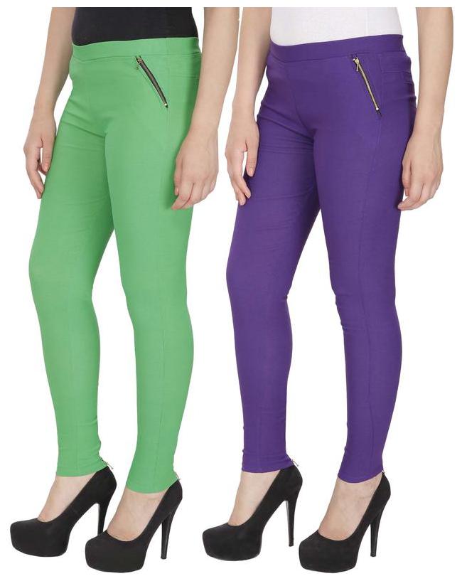 

RZLECORT Women Green Purple Straight fit Jegging
