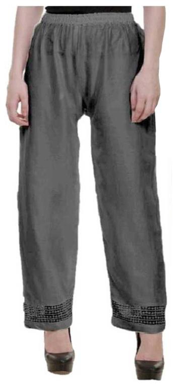 

RZLECORT Grey Solid Straight Palazzo