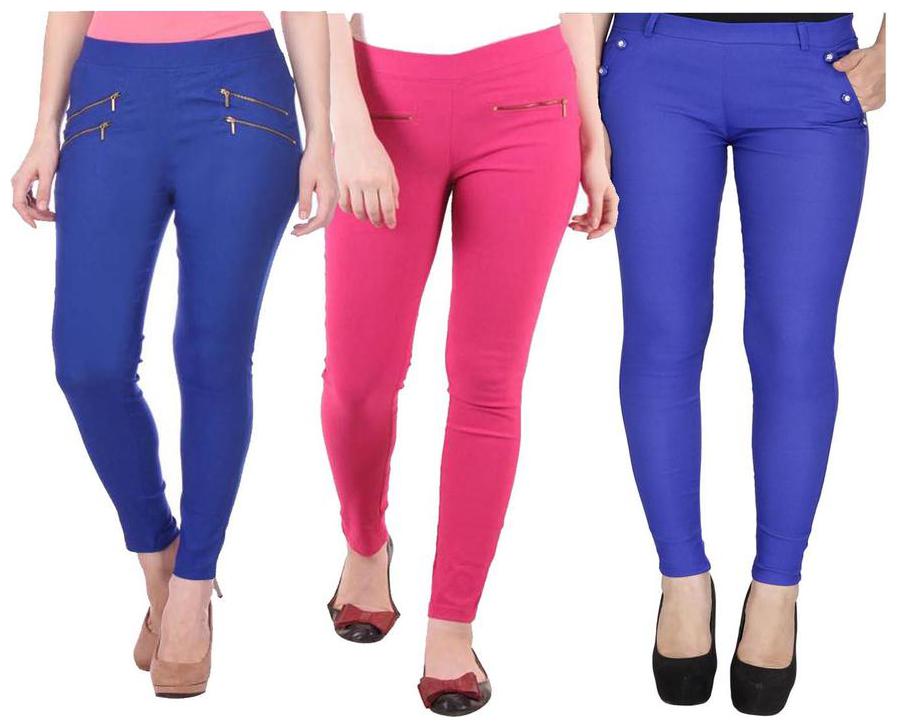 

RZLECORT Women Blue Pink Straight fit Jegging