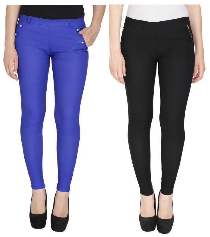 

RZLECORT Women Black Blue Straight fit Jegging