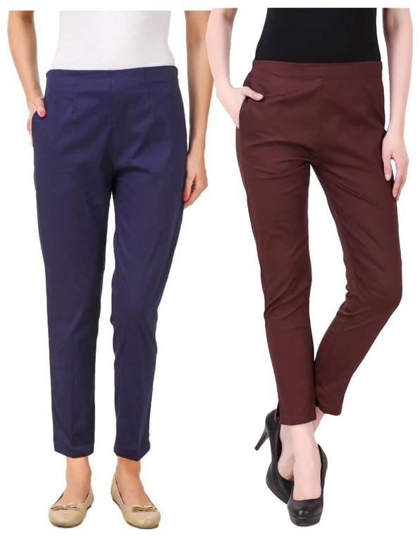 

RZLECORT Women Blue Maroon Regular fit Regular pants