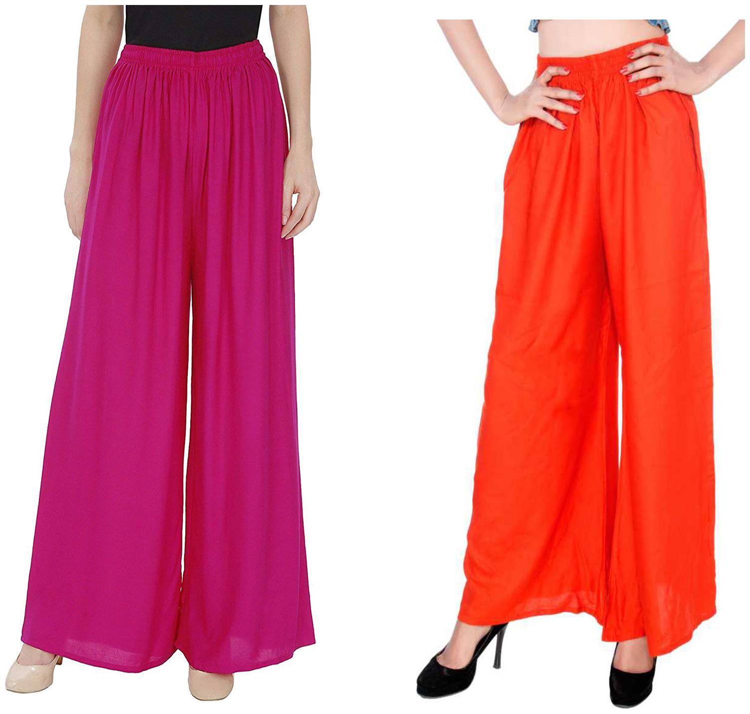 

RZLECORT Orange Solid Straight Palazzo