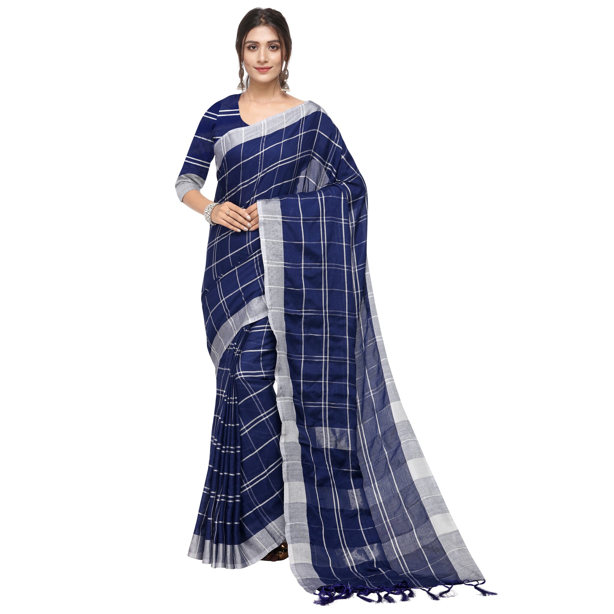 

S B Krupa Women Cotton Party Wear With Blouse (Blue)