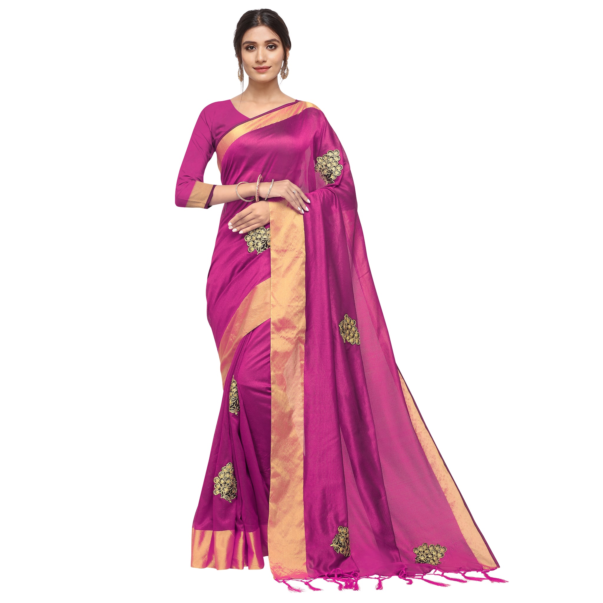 

S B Krupa Women Polycotton Daily Wear Saree With Blouse (Pink)