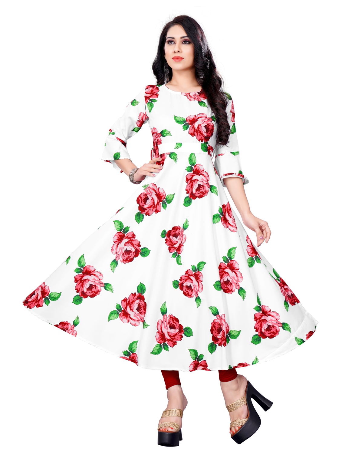 

Saadhvi Crepe Floral White Stitched Gown