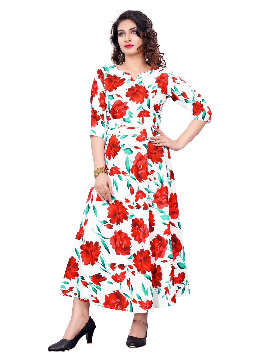 

Saadhvi Crepe Floral White Stitched Gown