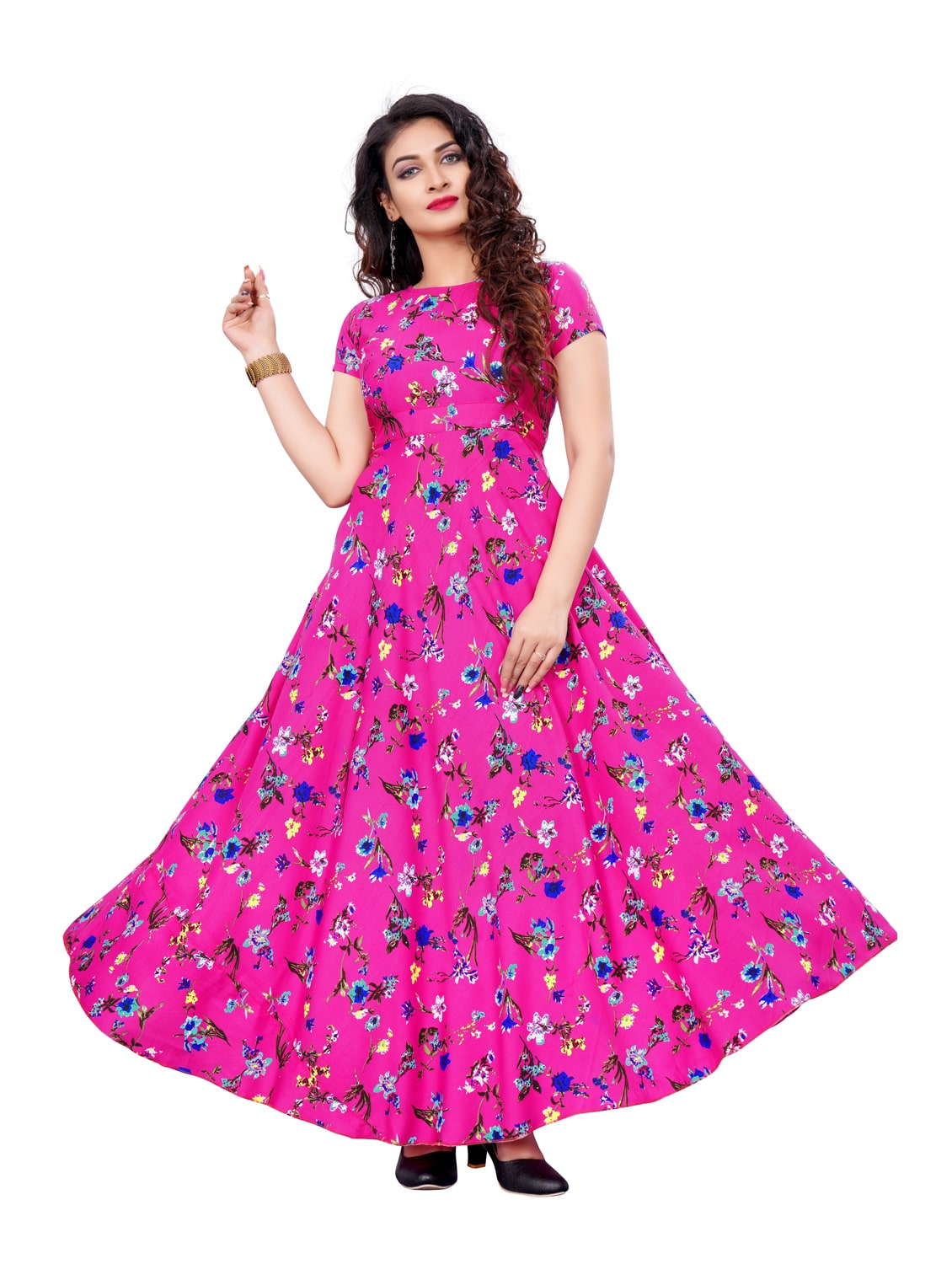 

Saadhvi Crepe Floral Pink Stitched Gown