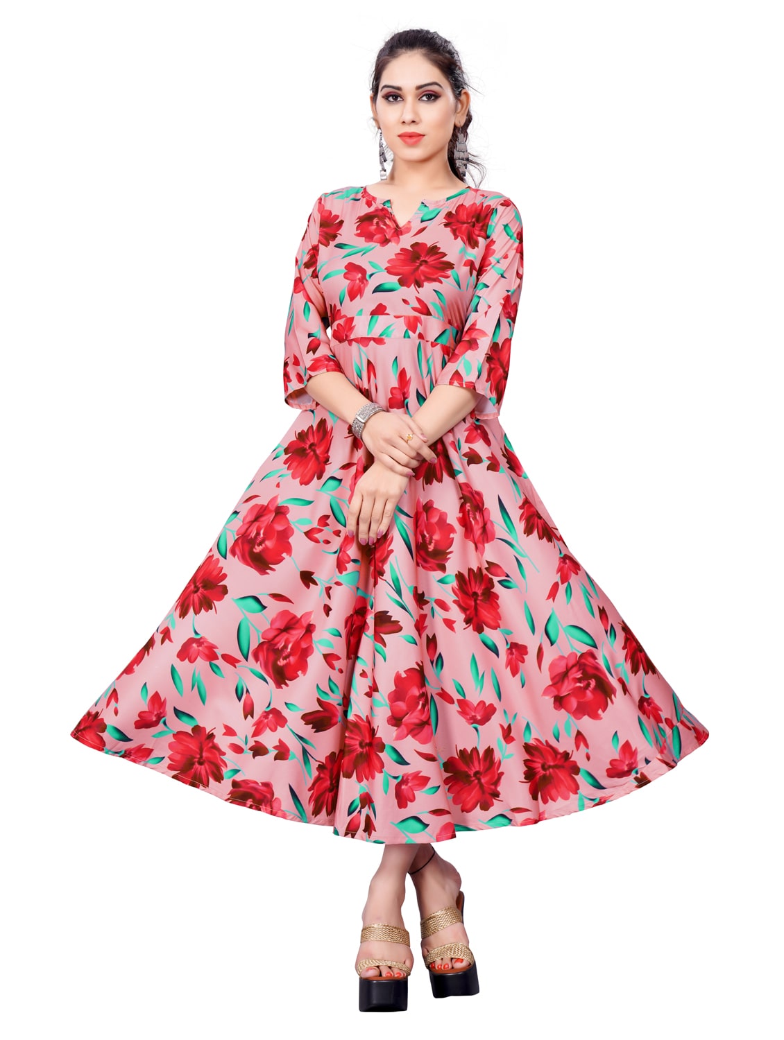 

Saadhvi Crepe Floral Pink Stitched Gown