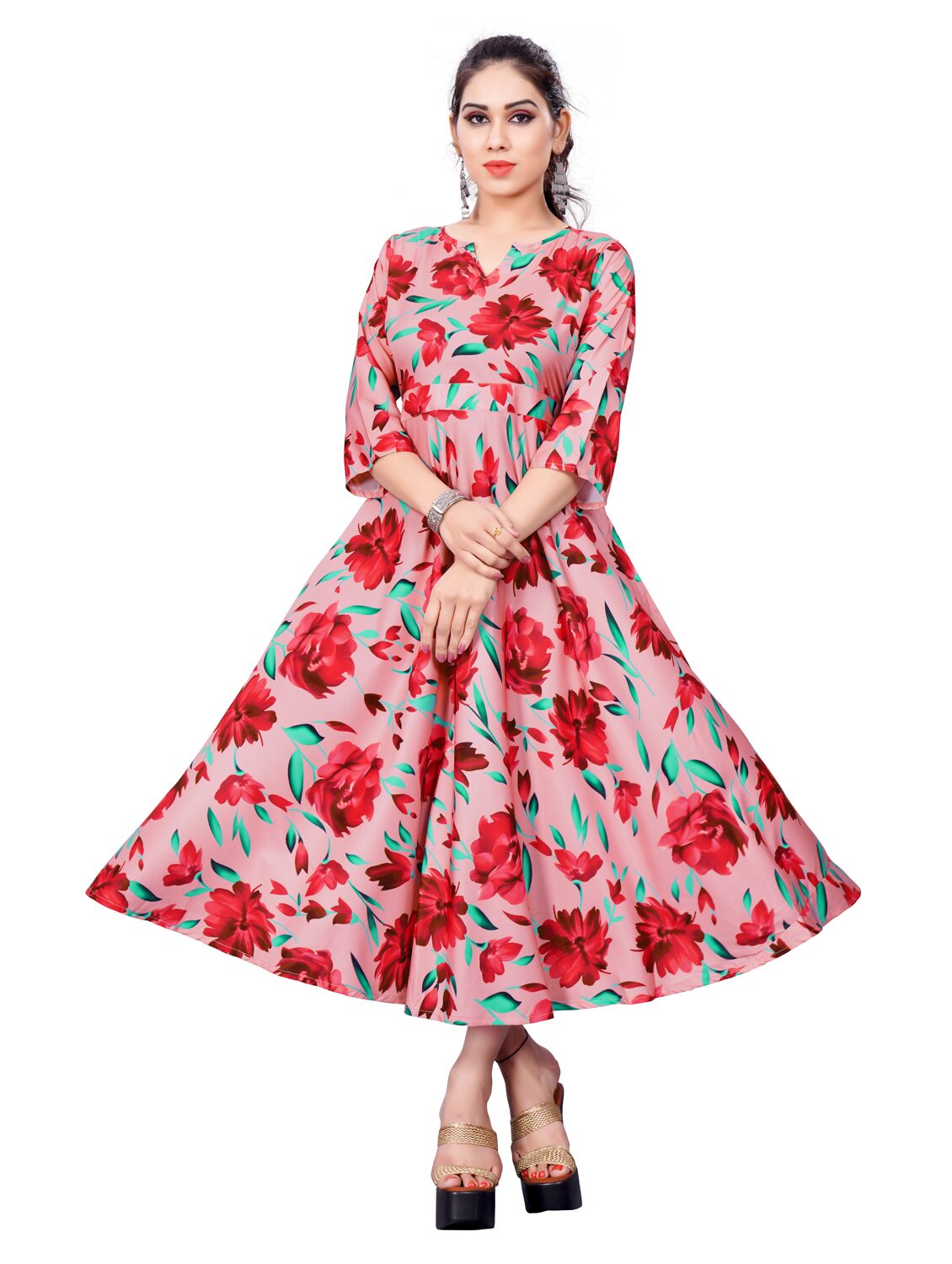 

Saadhvi Crepe Floral Pink Stitched Gown