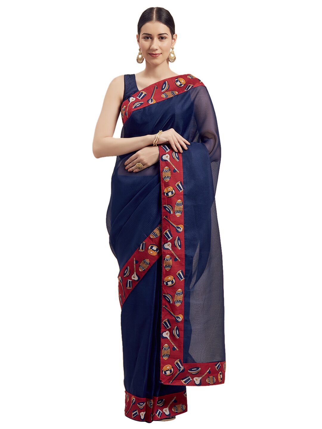 

Saadhvi Solid Artificial Silk Daily Wear Saree with Blouse For Women (Navy Blue)