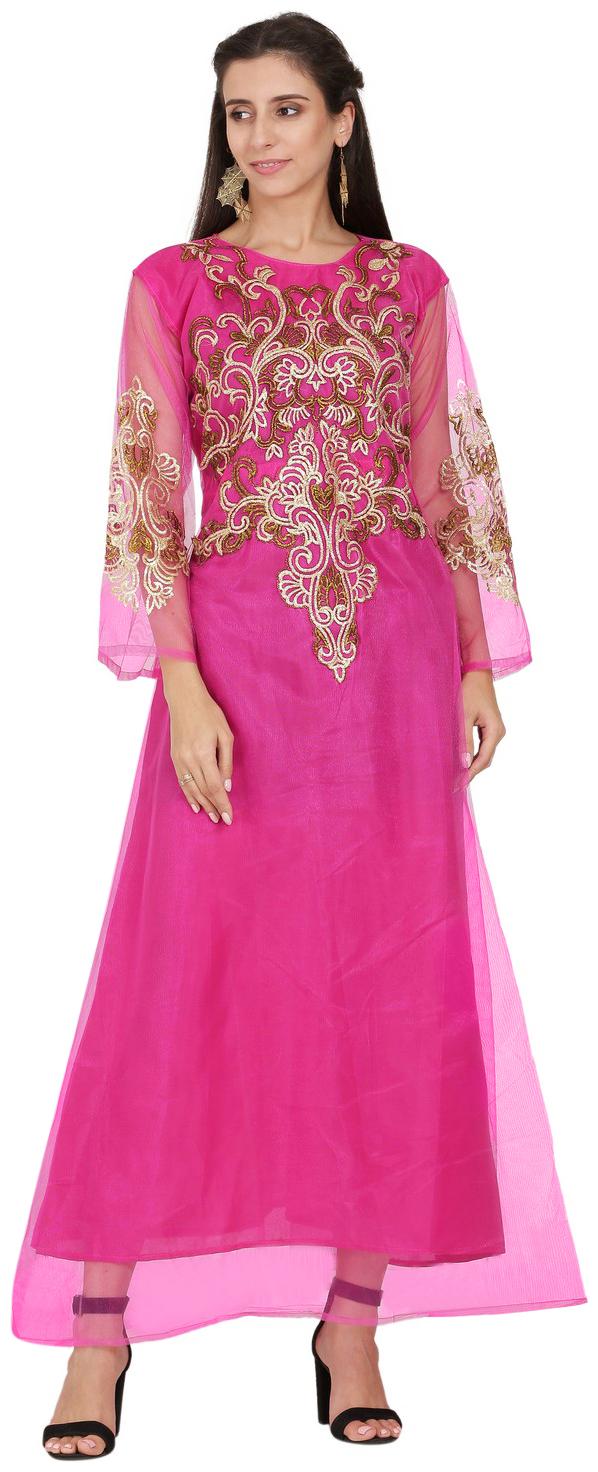 

Saadhvi Net Embroidered Pink Gown For Women
