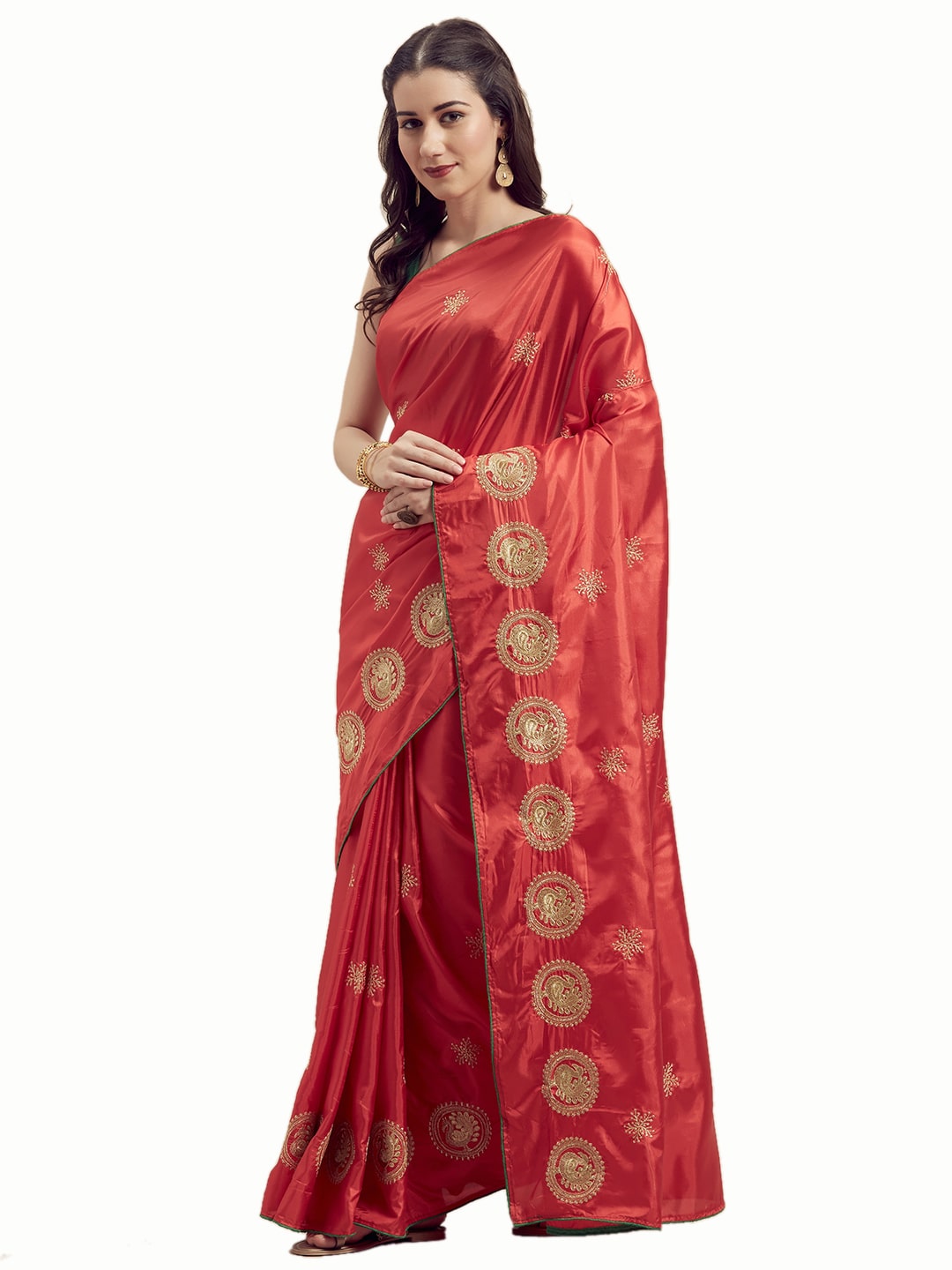 

Saadhvi Embroidered Silk Party Wear Saree with Blouse For Women (Red)