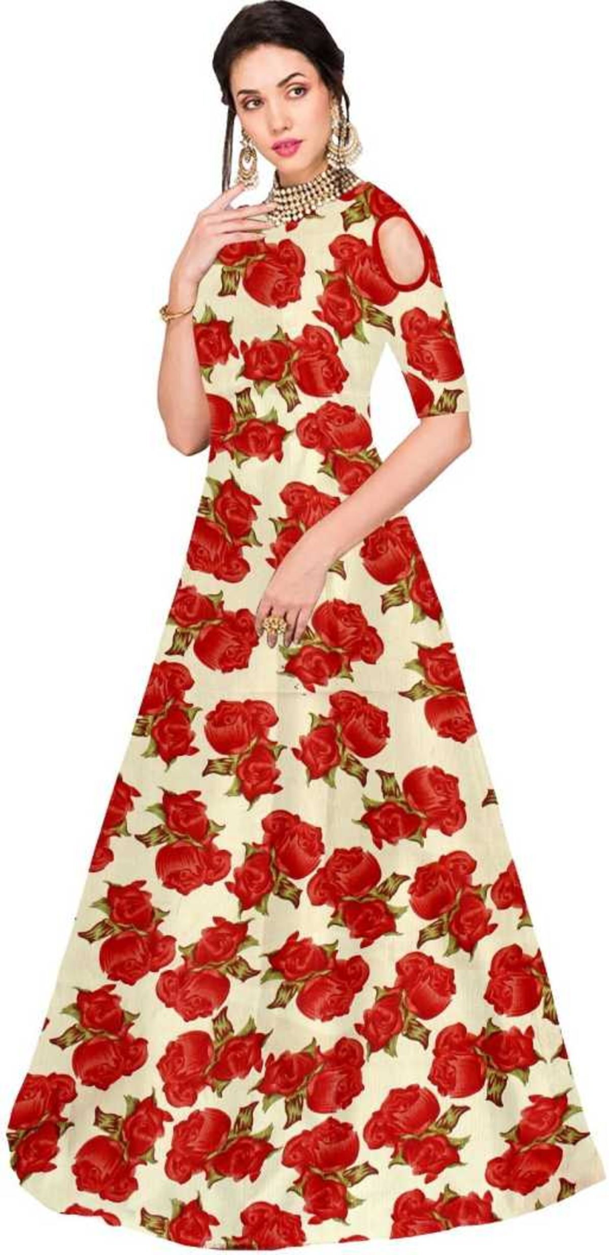 

Saadhvi Satin Floral Multi Only Gown for Women