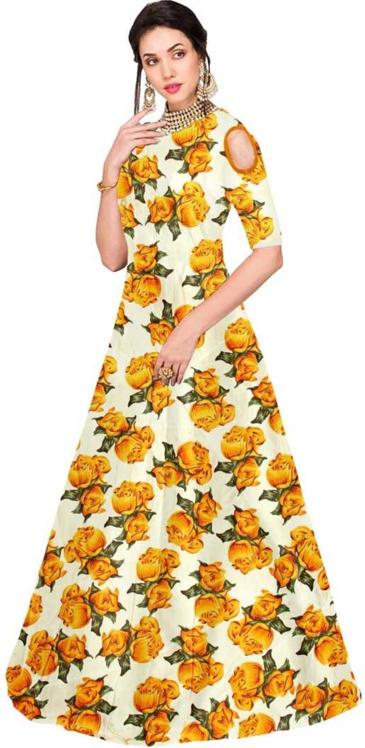 

Saadhvi Satin Floral Multi Only Gown for Women