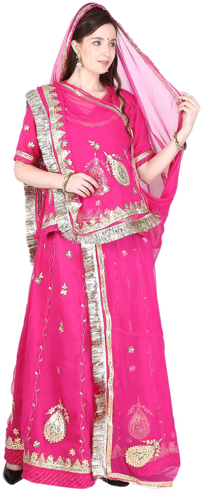 

SAARVI Women Georgette Lehenga Choli -Pink