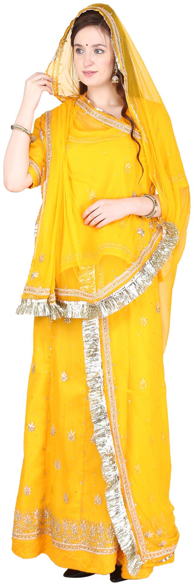 

SAARVI Women Georgette Lehenga Choli -Yellow