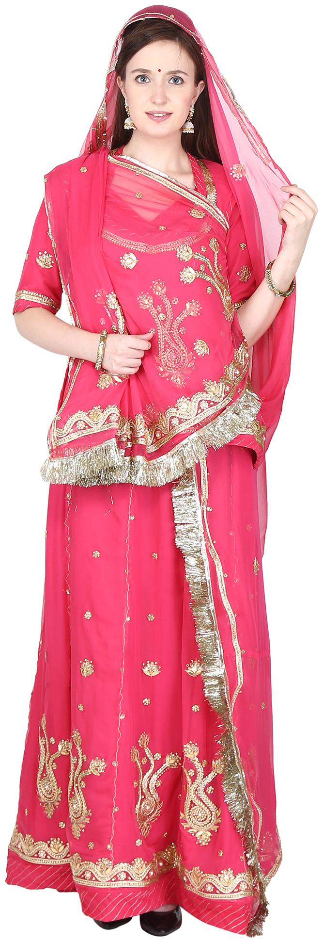 

SAARVI Women Georgette Lehenga Choli -Pink