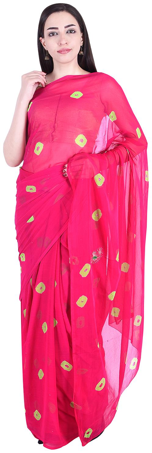 

SAARVI Women Chiffon Embellished Pink Designer Saree With Blouse