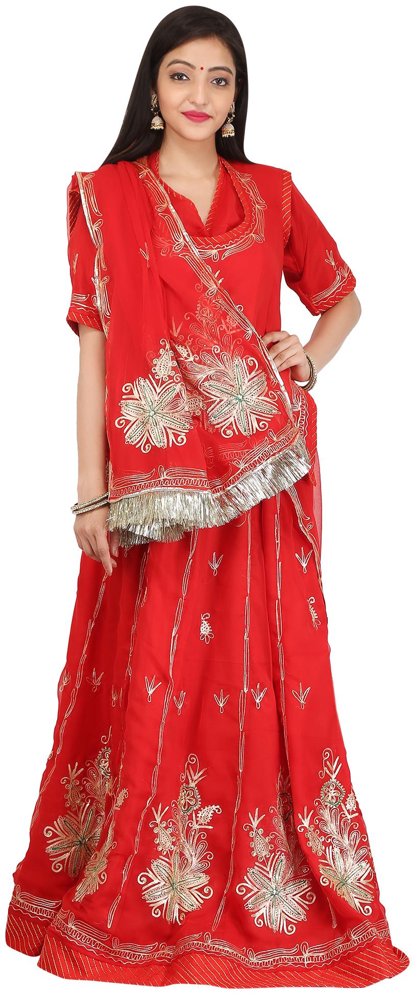 

SAARVI Women Georgette Lehenga Choli -Red