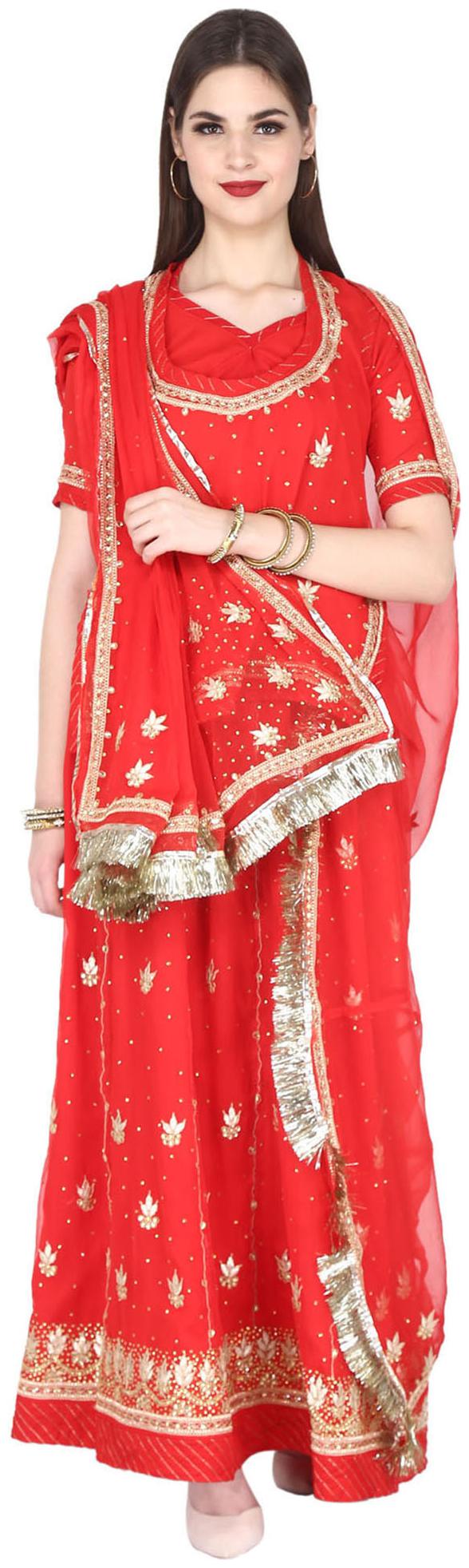 

SAARVI Women Georgette Lehenga Choli -Red