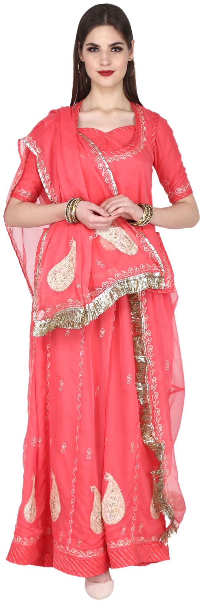 

SAARVI Women Georgette Lehenga Choli -Peach
