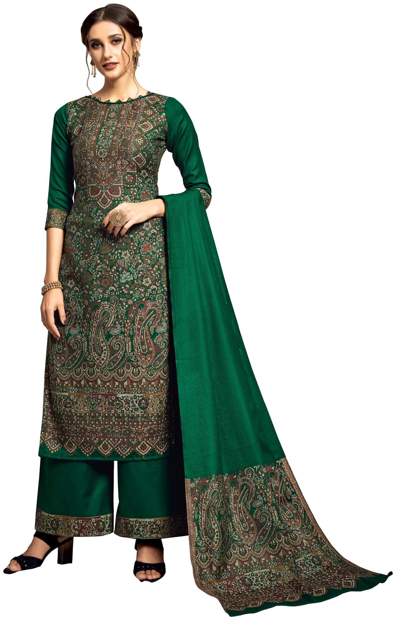 

SAFAA Green Unstitched Kurta with bottom dupatta With dupatta Dress Material