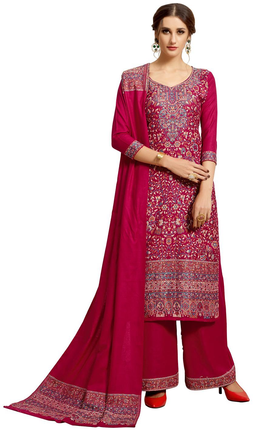 

SAFAA Pink Unstitched Kurta with bottom dupatta With dupatta Dress Material