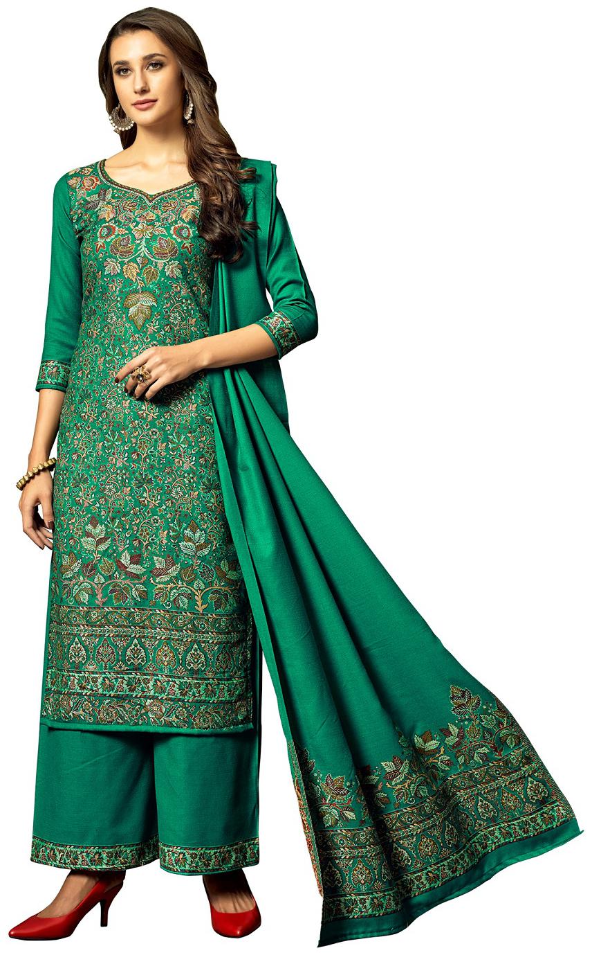 

SAFAA Green Unstitched Kurta with bottom dupatta With dupatta Dress Material