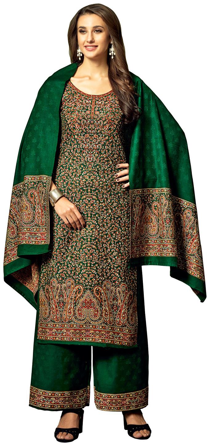

SAFAA Green Unstitched Kurta with bottom dupatta With dupatta Dress Material