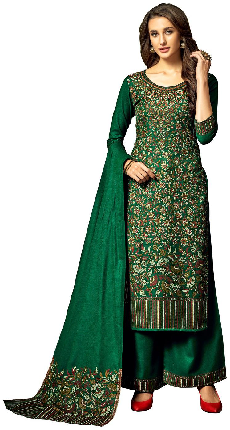 

SAFAA Green Unstitched Kurta with bottom dupatta With dupatta Dress Material