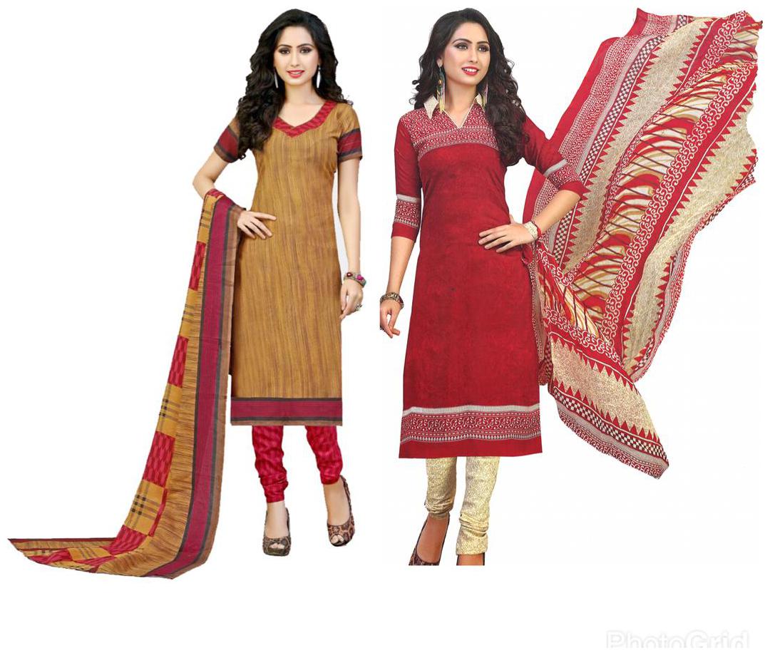 

Sahari Designs Maroon And Black Cotton Unstitched Dress Material - Pack Of 2 Suit