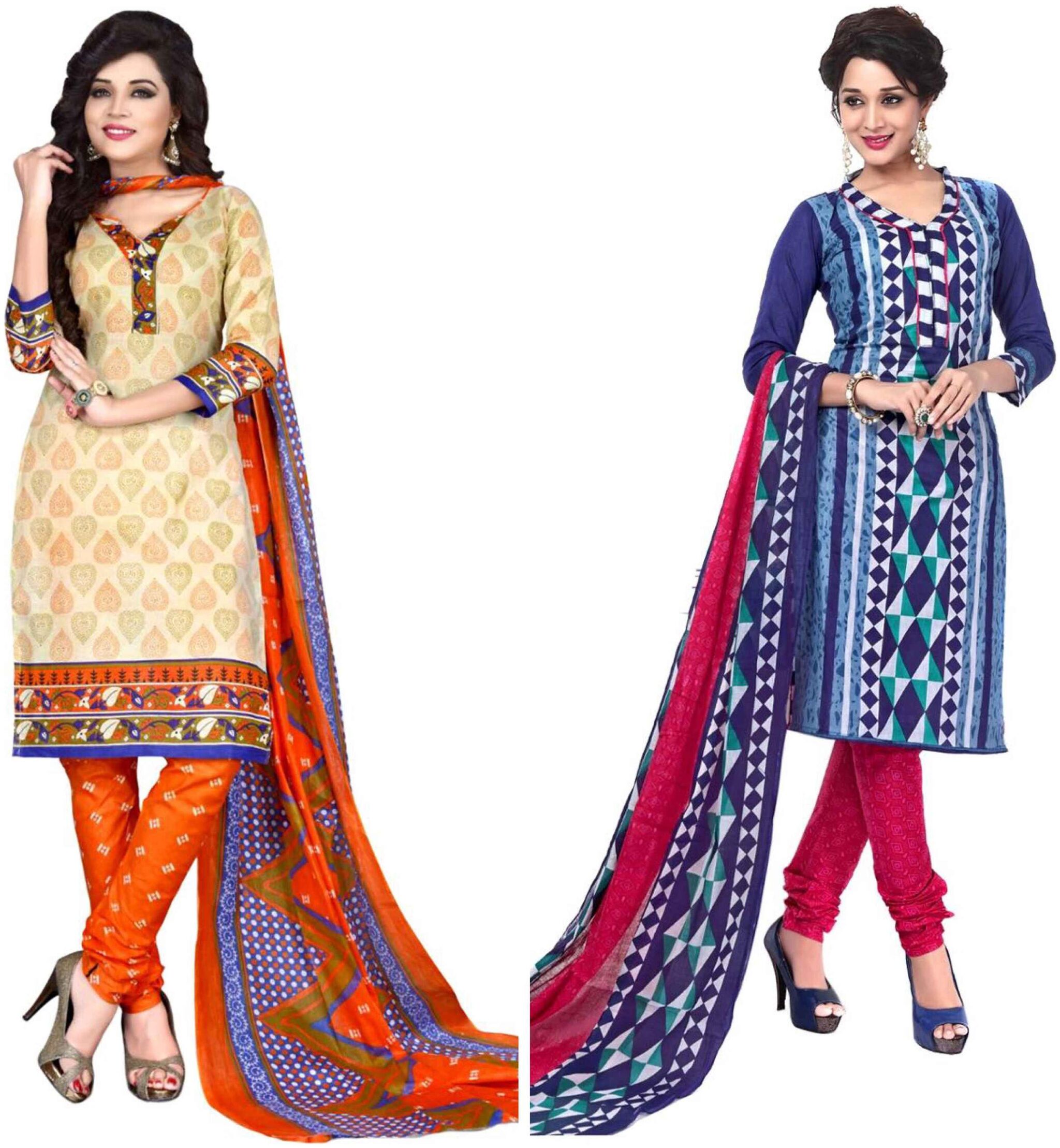 

Sahari Designs Women s Cotton Printed Unstitched Dress Material (Multicolor) - Set of 2