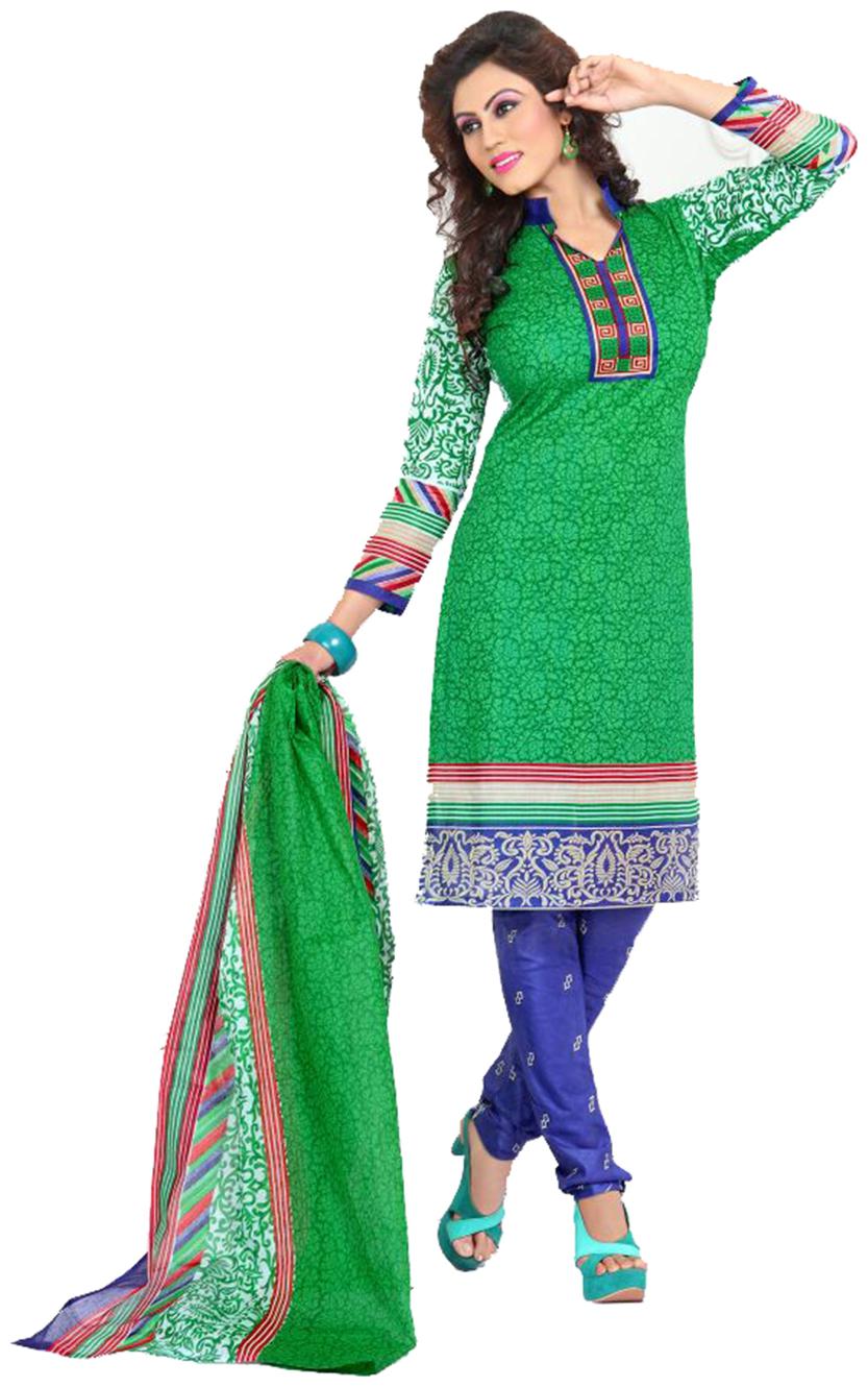 

Sahari Designs Green Cotton Dress Material