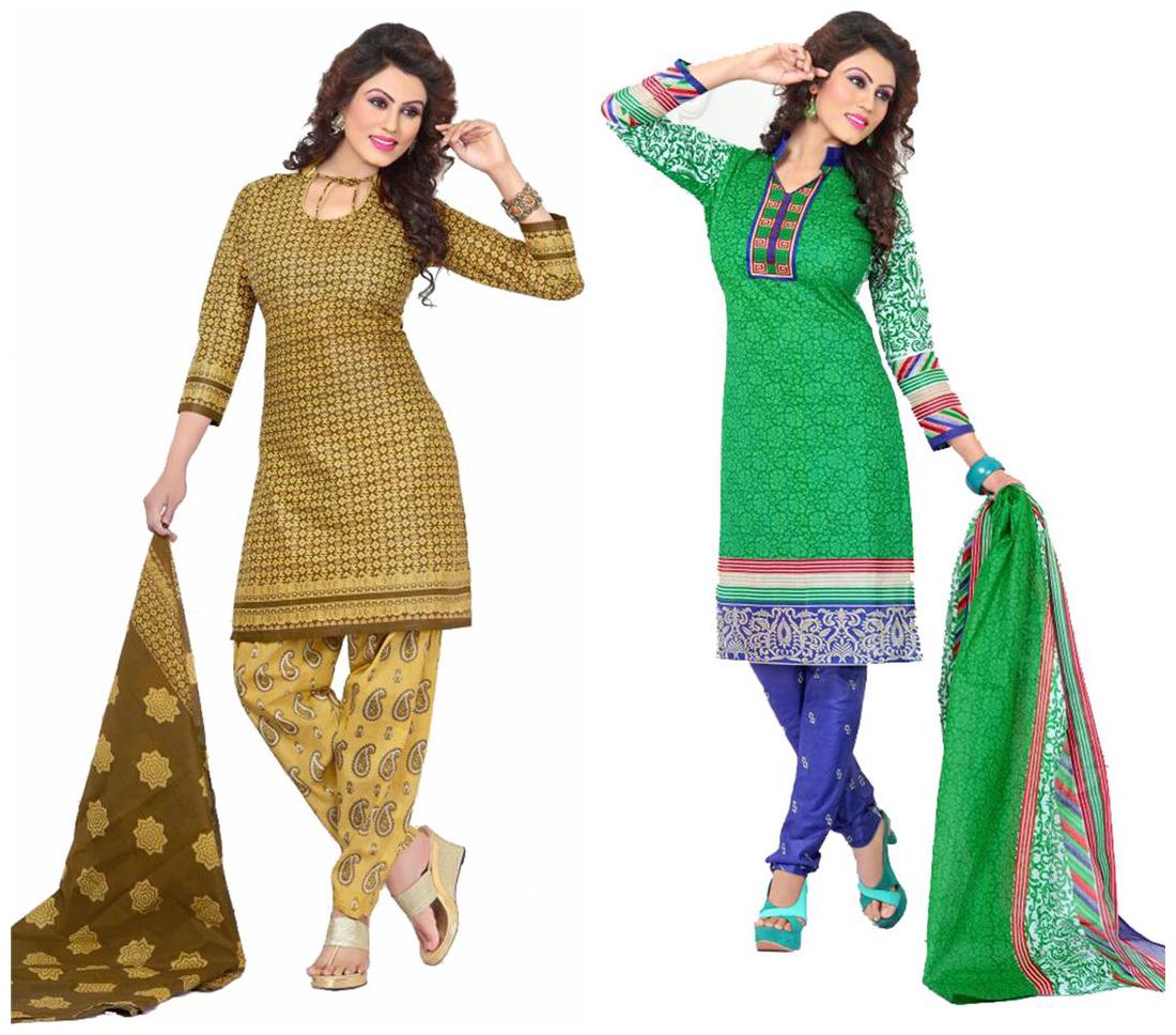 

Sahari Designs Multicoloured Cotton Unstitched Dress Material - Pack of 2 Suit