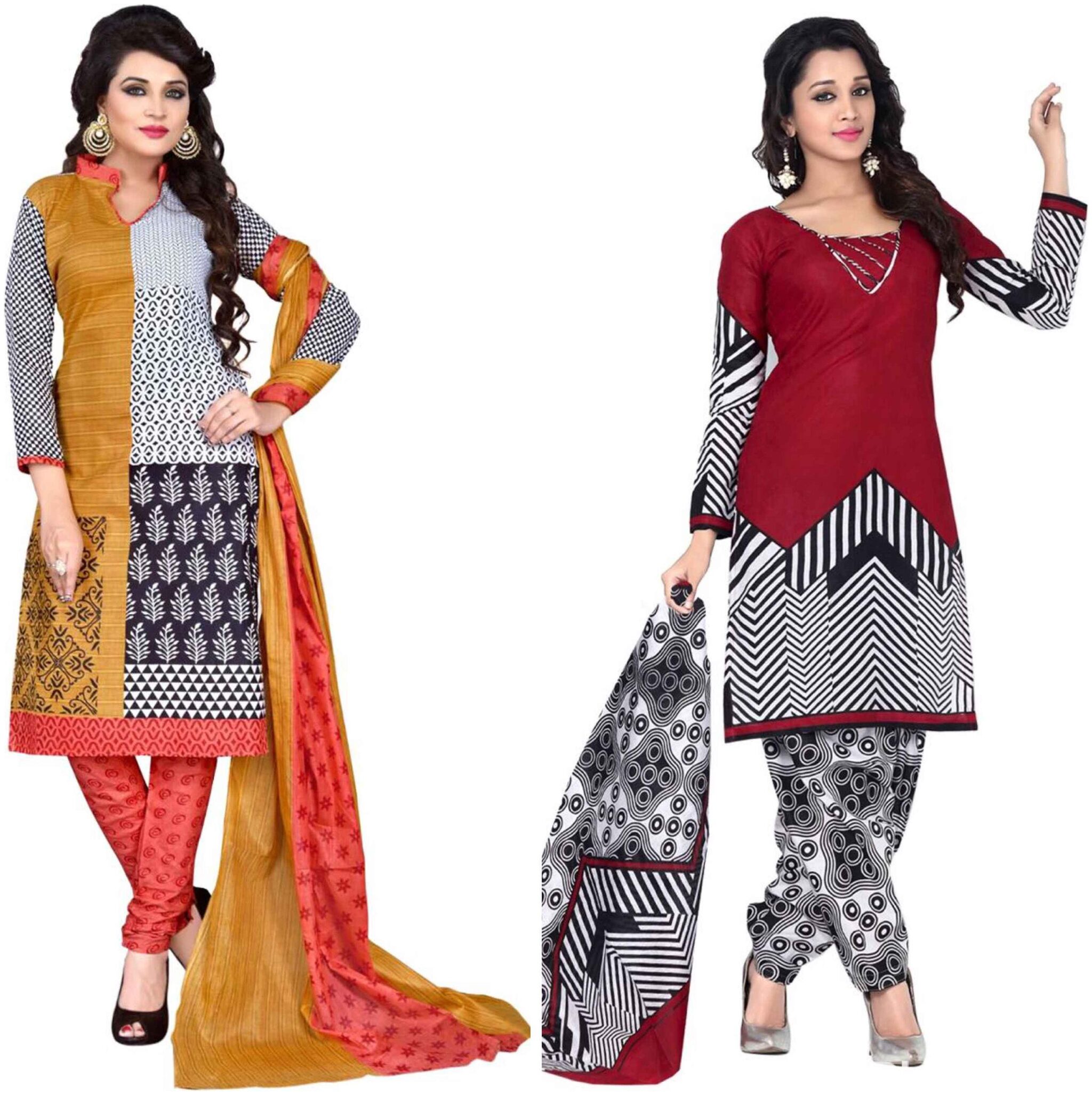 

Sahari Designs Women s Cotton Printed Unstitched Dress Material (Multicolor) - Set of 2